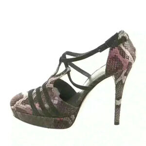 Stuart Weitzman Heritage Vino Serpentex Platform Snakeskin Print Heel Sz 7.5